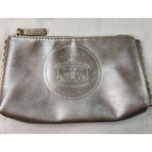 Estee Lauder Carousel Cosmetic Bag Silver Makeup Pouch Zipper Case Scallop Trim